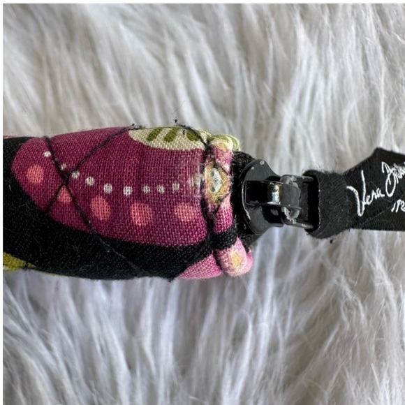 Vera Bradley Wallet Coin Purse Quilted Floral Zip Around Black Pink Green Zip - Picture 6 of 12